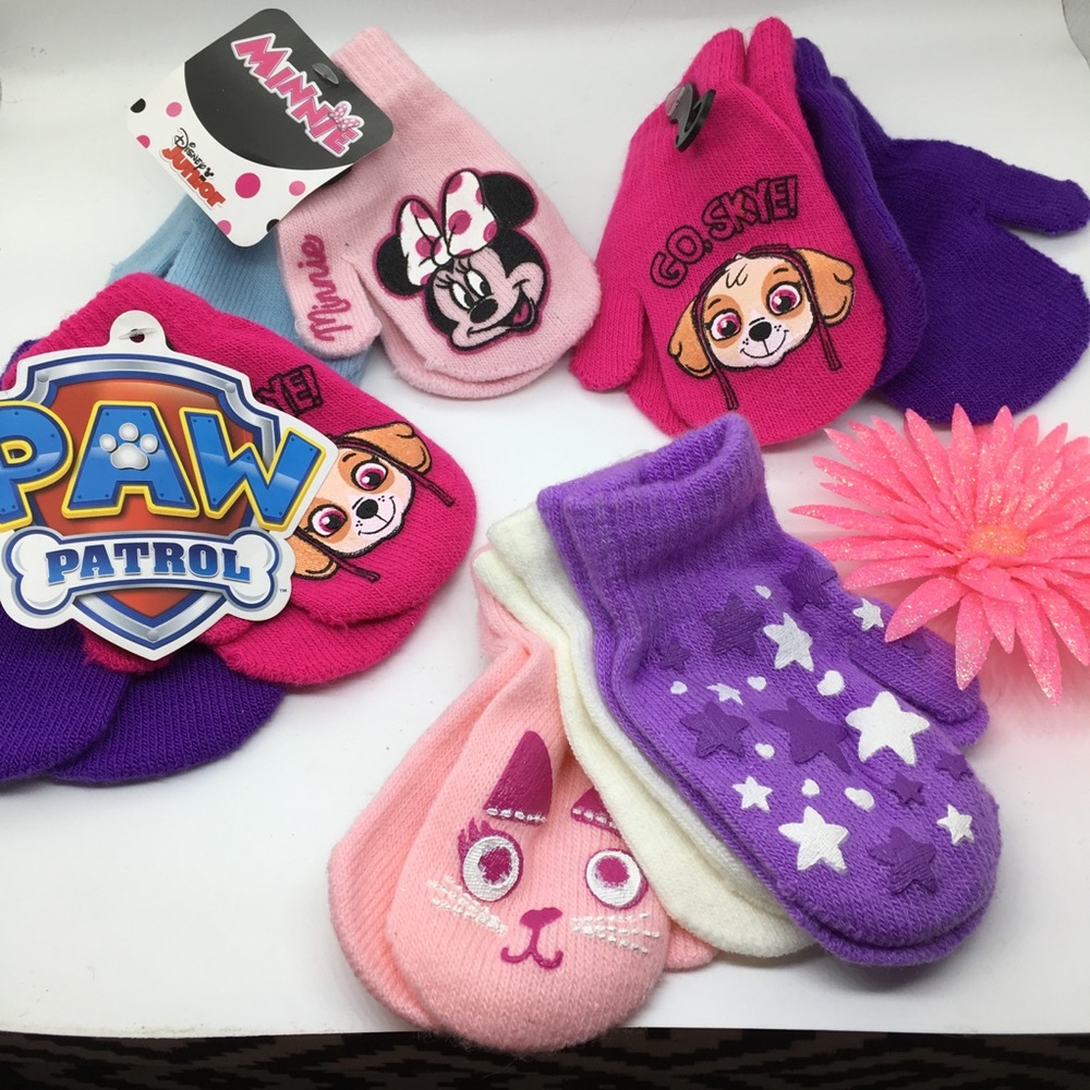 🌲NWOT Asst Little girls  9 pair mittens bundle